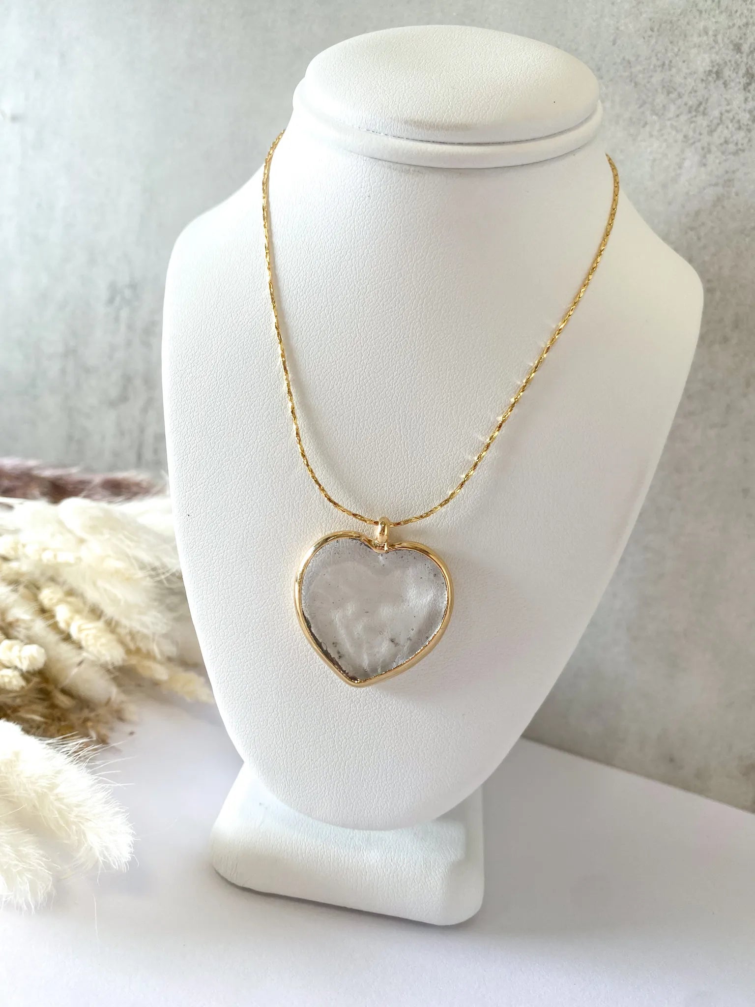 Buy wholesale Silver and Golden Clear Swarovski Heart Necklace 10.3x10mm