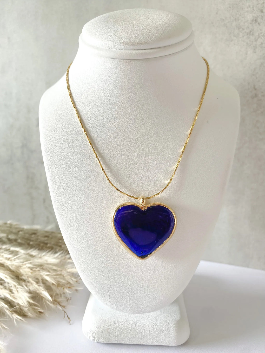 Blue Crystal Heart Necklace.