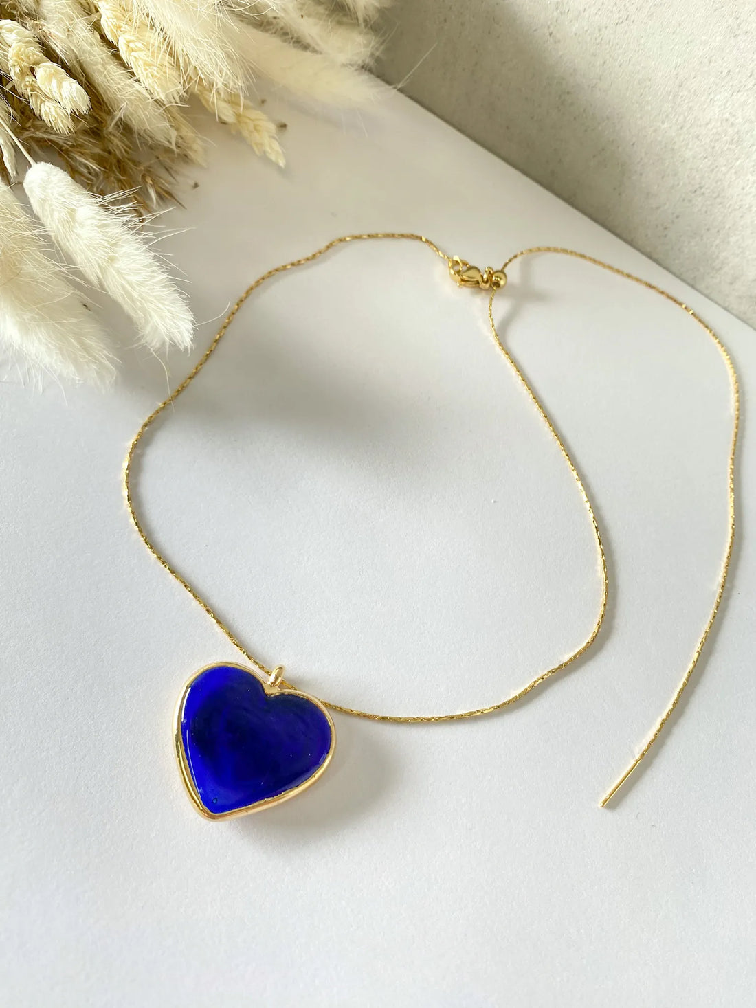Blue Crystal Heart Necklace.